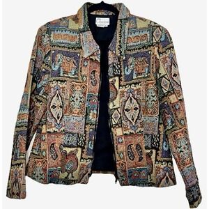 Vintage Channa Womens XL Beaded‎ Paisley Boho Hippie Zip-up Multicolored Jacket